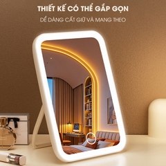 Gương trang điểm có đèn led LD-7222, gương để bàn gấp gọn di động, phù hợp sinh viên ở trọ, mang đi du lịch