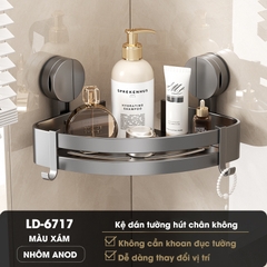 Kệ treo tường nhà tắm nhà bếp cốc hút chân không LD-6717 / LD-6719, nhôm anod không rỉ, không cần khoan đục