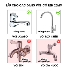 Đầu vòi lọc nước xoay 360 độ cho bồn rửa chén LV316 , lõi lọc bằng INOX 316 có lưới thép siêu mịn 2500 mắt lưới