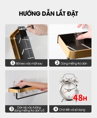 Kệ dán tường LH-5750 nhà tắm nhà bếp Bathroom Kitchen Nhôm Anod không rỉ + tặng kèm keo dán, tắt kê và vít
