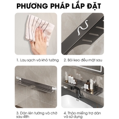 Kệ lắp bồn rửa mặt nhà tắm, giá để đồ trước gương LH-5588 Nhôm Anod không rỉ + tăng kèm keo dán + tắt kê ốc vít
