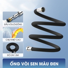 Ống nước vòi sen 1.5m TPR Silicon dẻo dai siêu bền chống cháy sử dụng được nóng lạnh, đầu nối bằng đồng chống mòn