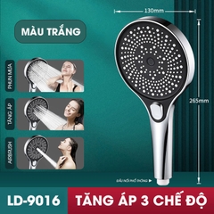 Vòi sen điều áp bản lớn 3 chế độ LD-9016, tăng lưu lượng nước và nút bấm dễ sử dụng