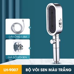 Vòi sen tăng áp 3 chế độ có đầu xả lớn có lõi lọc LH-9007 + kèm giá treo, ống nước TPR silicon siêu bền nóng lạnh