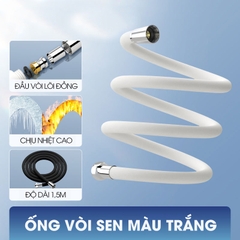 Ống nước vòi sen 1.5m TPR Silicon dẻo dai siêu bền chống cháy sử dụng được nóng lạnh, đầu nối bằng đồng chống mòn