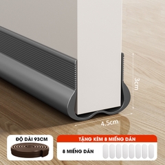 Thanh chèn chân cửa ngăn gió bụi côn trùng nhựa PVC D1949, dùng được cho cửa mở quay có độ dày 3-5cm, khe hở không quá 2cm