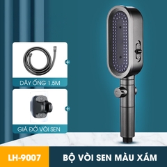 Vòi sen tăng áp 3 chế độ có đầu xả lớn có lõi lọc LH-9007 + kèm giá treo, ống nước TPR silicon siêu bền nóng lạnh