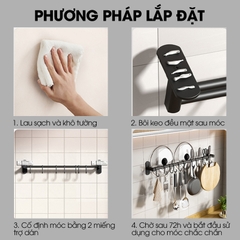 Móc treo nhà bếp đa năng có rảnh để dao và gác nắp nồi Nhôm Anod không rỉ RX08