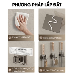 Móc kẹp cây lau nhà treo tường thép không rỉ RX09