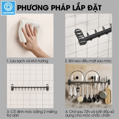 Móc treo nhà bếp đa năng có rảnh để dao và gác nắp nồi Nhôm Anod không rỉ RX08