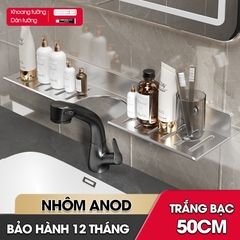 Kệ lắp bồn rửa mặt nhà tắm, giá để đồ trước gương LH-5588 Nhôm Anod không rỉ + tăng kèm keo dán + tắt kê ốc vít