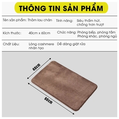 Thảm chùi chân lâu chân lông cashmere nhân tạo