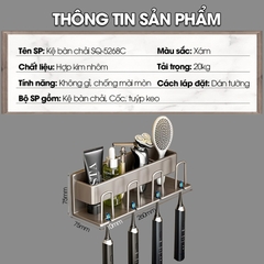 Kệ treo bàn chải và cốc đánh răng kèm cốc SQ-5268C