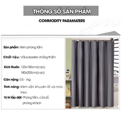 Rèm treo nhà tắm vài Poliester cao cấp Xám Trơn