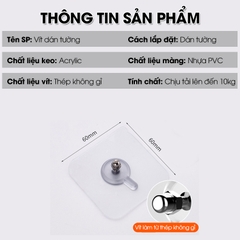 Vít dán tường không cần khoan đục để treo vật dụng, kệ nhà tắm nhà bếp
