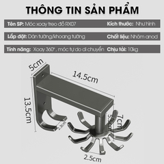 Móc xoay 360 treo đồ nhà bếp RX07 Nhôm Anod không rỉ