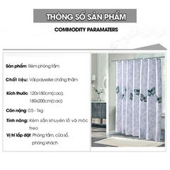Rèm treo nhà tắm khách sản motel vải Poliester cao cấp Bươm Bướm