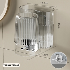 Giá để bàn chải và kem đánh răng kèm cốc súc miệng W8288 dán tường, nhựa PP nguyên sinh an toàn