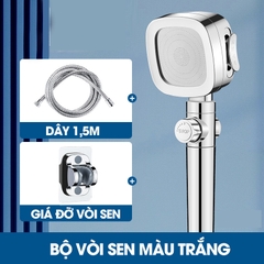 Bộ vòi sen tăng áp 4 chế độ SQ-9002 nhựa ABS + kèm lõi lọc, ống nối 1.5m và giá đỡ