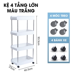 Kệ để đồ nhà bêp nhà tắm LH-3443 có bánh xe đẩy, kệ đứng cho khe hẹp tủ lạnh, phòng tắm, phòng bếp