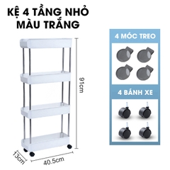 Kệ để đồ nhà bêp nhà tắm LH-3443 có bánh xe đẩy, kệ đứng cho khe hẹp tủ lạnh, phòng tắm, phòng bếp