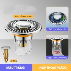 Nắp thoát nước bồn rửa mặt, bồn lavabo chống tắc cống, chống mùi, nút ấn đơn giản dễ sử dụng