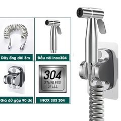 Vòi xịt toilet, vòi xịt vệ sinh phòng tắm cao cấp INOX304 LH-9423 + tặng kèm giá đỡ, ống dây lò xo 3 mét chất lượng cao