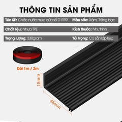 Chắn nước mưa cho cửa sổ ngoài trời D1999, cuộn dài 1m/2m tích hợp sẵn keo, giúp điều hướng ngăn mưa tạt và thấm