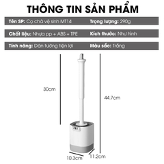 Cọ chà vệ sinh bồn cầu cán dài silicon gắn tường MT14 + tặng kèm kẹp gắp lông tóc