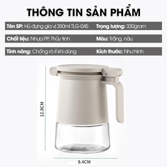 Hủ đựng gia vị cao cấp 350ml TLG-045 nắp bật có ron su dày đậy kín tuyệt đối, viên hút ẩm giữ cho gia vị khô ráo