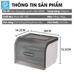 Hộp đựng giấy vệ sinh toilet W8286 nhựa ABS chống ố màu, có trục xoay dễ sử dụng