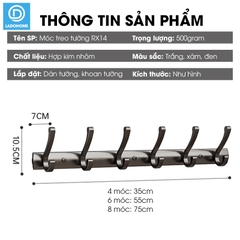 Móc treo tường RX14 Nhôm anod không rỉ, móc treo quần áo phòng ngủ, phòng khách, nhà tắm, nhà bếp, móc treo sau cửa
