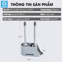 Cọ chà bồn cầu, bàn chải toilets nhà vệ sinh đầu silicon 2 trong 1 LH-8675, với đầu cọ linh hoạt len lõi mọi ngóc ngách