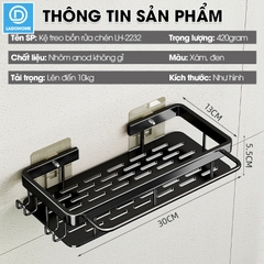 Kệ treo bồn rửa chén, kệ để nước rửa chén giẻ rửa bát nhà bếp LH-2232 Nhôm Anod không rỉ
