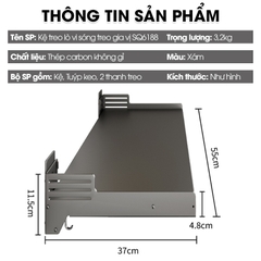 Kệ lò vi sóng, kệ gia vị kệ nhà bếp treo tường SQ-6188 thép carbon không rỉ