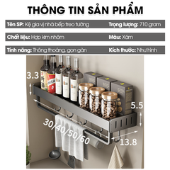 Kệ gia vị nhà bếp treo tường LD-5599 hợp kim nhôm không rỉ