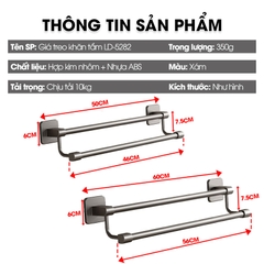 Giá treo khăn nhà tắm LD-5282 hợp kim nhôm không rỉ