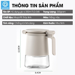 Hủ đựng gia vị cao cấp 350ml TLG-045 nắp bật có ron su dày đậy kín tuyệt đối, viên hút ẩm giữ cho gia vị khô ráo