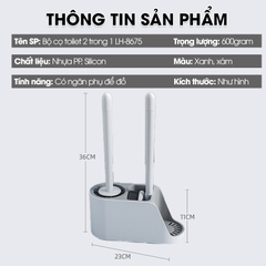 Cọ chà bồn cầu, bàn chải toilets nhà vệ sinh đầu silicon 2 trong 1 LH-8675, với đầu cọ linh hoạt len lõi mọi ngóc ngách