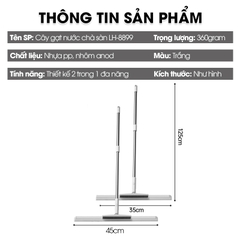 Cây gạt nước chà sàn nhà tắm 2 trong 1, chổi cọ sàn và gạt nước toilet LH-8899