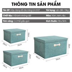 Hộp đựng đồ đa năng, quần áo chăn mền có nắp đậy LH-3107, vải lanh không dệt chất lượng cao, chống ẩm mốc, nhiều size