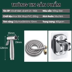 Bộ vòi xịt vệ sinh, vòi xịt toilet LD-9426 với đầu xịt inox 304 kết hợp dây dẫn lõi to 10mm giúp tăng lưu lượng nước