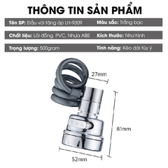 Đầu vòi tăng áp gắng bồn rửa chén lavabo LH-9309 dây lò xo kéo dài mọi ngóc ngách