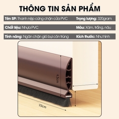 Thanh nệp cứng chặn chân cửa nhựa PVC dùng cho khe hở lớn tới 3cm, giúp ngăn gió bụi, con trùng, cách âm cách nhiệt
