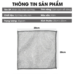 Khăn rửa chén bát dây thép, giẻ lau dây thép vệ sinh nhà bếp siêu sạch