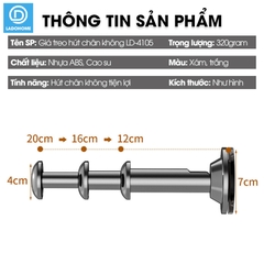 Giá treo móc quần áo hút chân không LD-4105, có thể kéo dài hoặc thu gọn dùng đê trên móc quần áo rất tiện và dễ lắp đặt