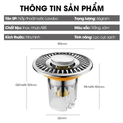 Nắp thoát nước bồn rửa mặt, bồn lavabo chống tắc cống, chống mùi, nút ấn đơn giản dễ sử dụng