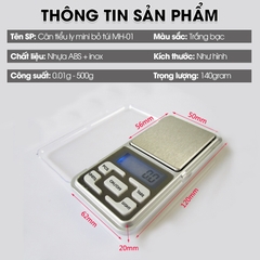 Cân tiểu ly mini bỏ túi MH-01 có độ chính xác cao, đơn vị tính 0.01g tải trọng 500g
