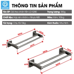 Giá treo khăn nhà tắm LD-5280 hợp kim nhôm không rỉ