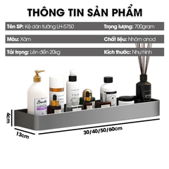 Kệ dán tường LH-5750 nhà tắm nhà bếp Bathroom Kitchen Nhôm Anod không rỉ + tặng kèm keo dán, tắt kê và vít